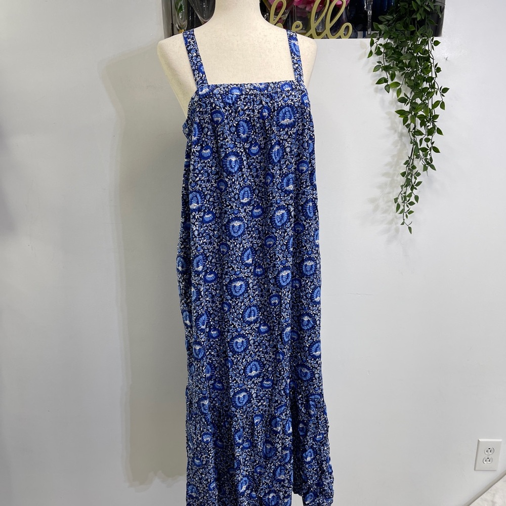 Old Navy Floral Tie Back Cutout Maxi Swing Dress Women's XL Pockets